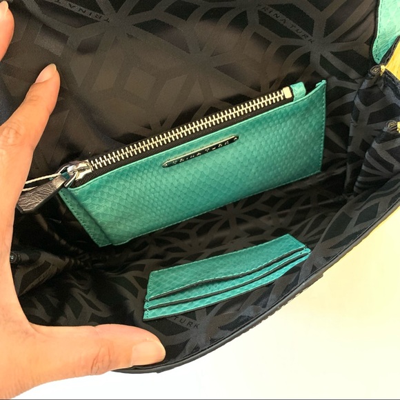 Authentic Trina Turk Tri Colored Leather Clutch - Picture 6 of 11